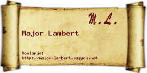 Major Lambert névjegykártya